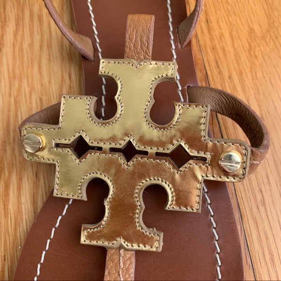 Tory Burch Gold Leather Gladiator Chandler Flat Sandal - Picture 5 of 14